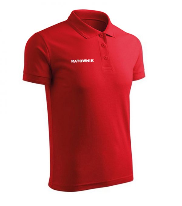 czerwona koszulka polo z logo męska