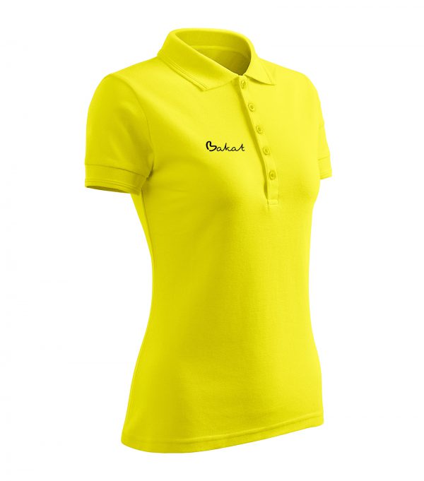 damska koszulka polo z logo żółta. Koszulka z logo