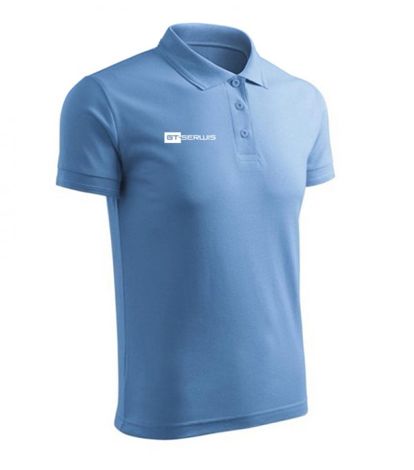jasno niebieska koszulka polo z logo firmy