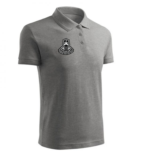 męska szara koszulka polo z logo firmy dla pracowników