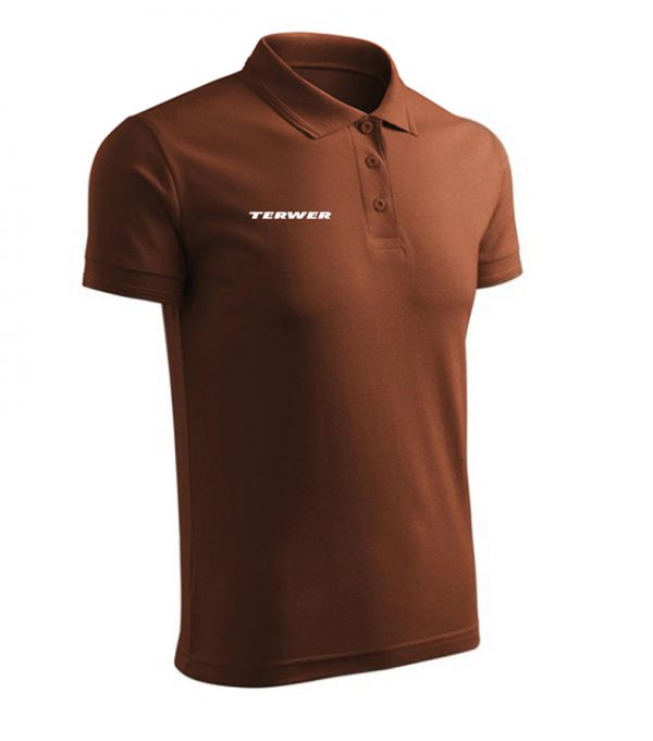 koszulki polo z logo firmy dla pracowników męska brązowa