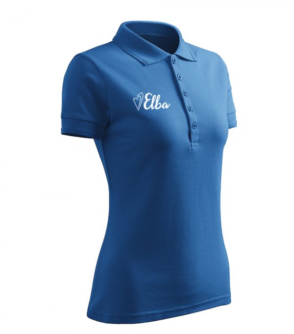 Bluzka damska polo z logo niebieska