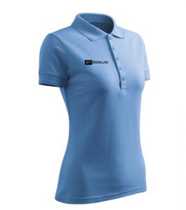 Bluzka damska polo jasnoniebieska z logo firmy