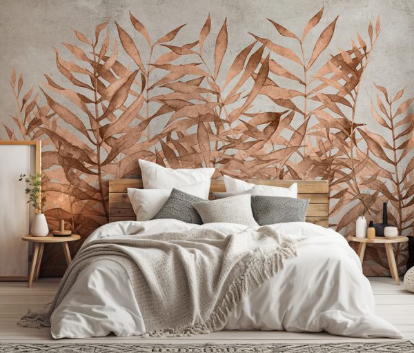 tapety liście palmy do sypialni