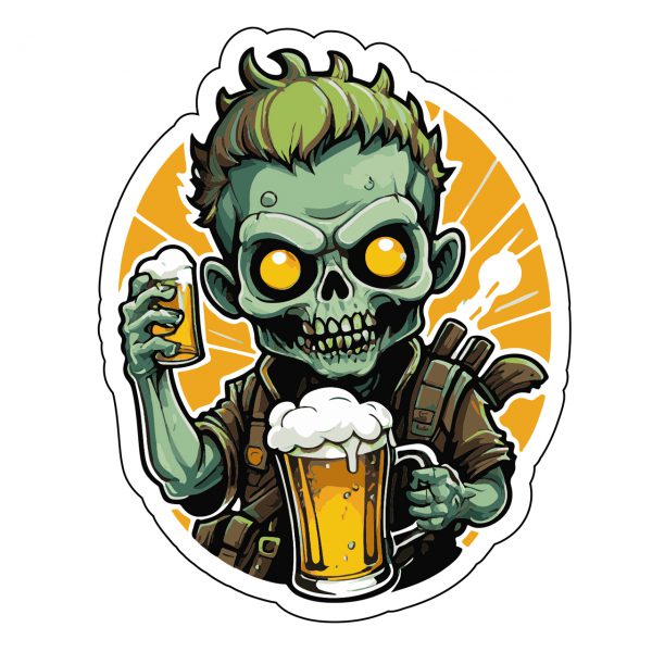 naklejka zombie z piwem