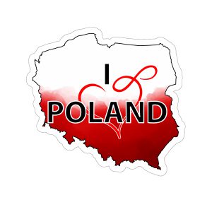 Naklejka I love Poland 10 cm