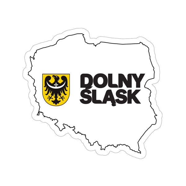 Naklejka z konturem polski i logiem dolnego sląska