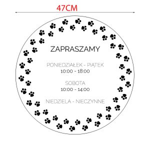 Naklejka godziny otwarcia Łapy psa - Nk17